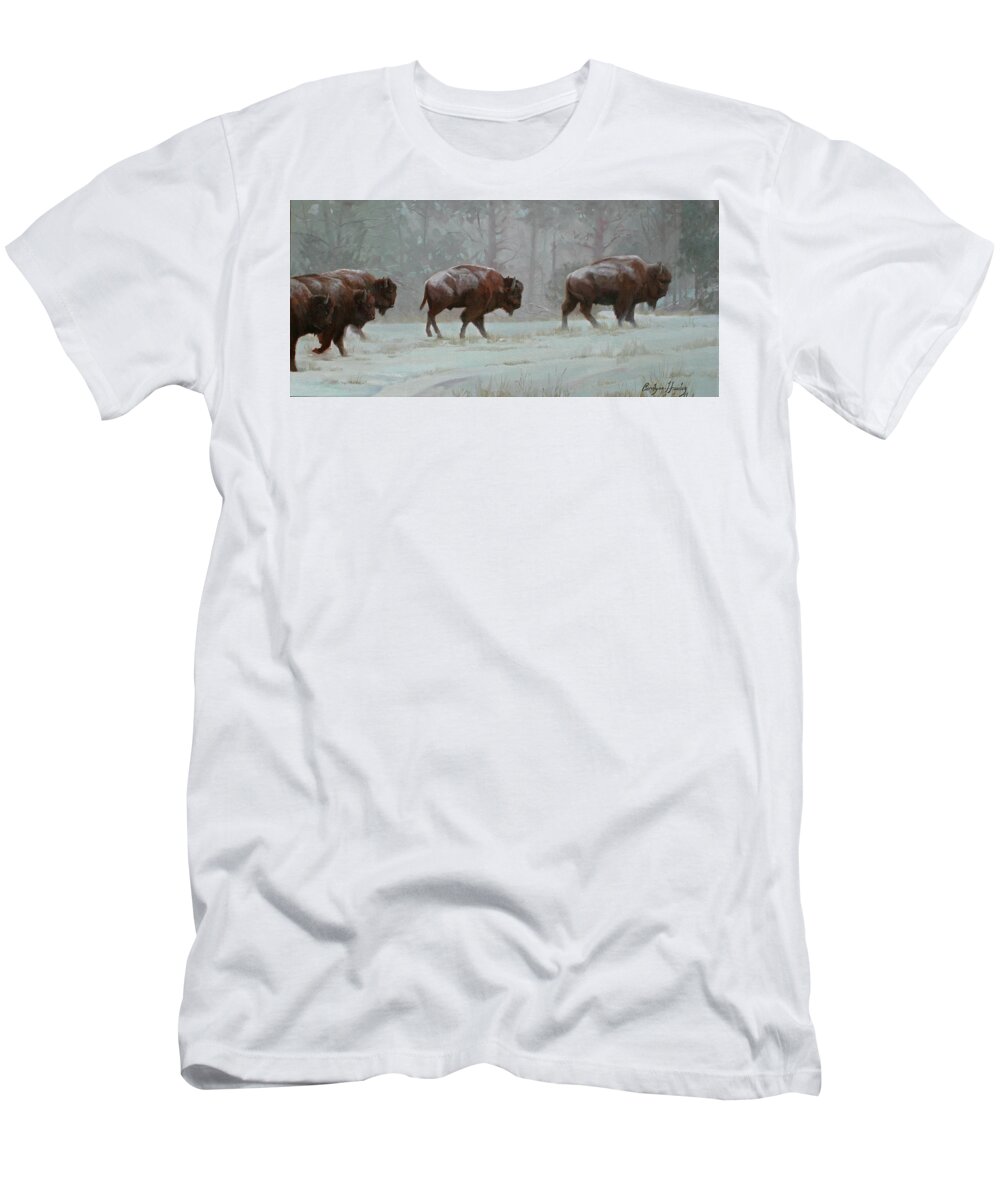 Bison T-Shirt featuring the painting The Legacy by Carolyne Hawley