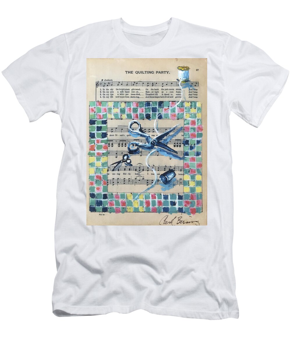 Gouache T-Shirt featuring the painting The Quilting Party by Carol Berning