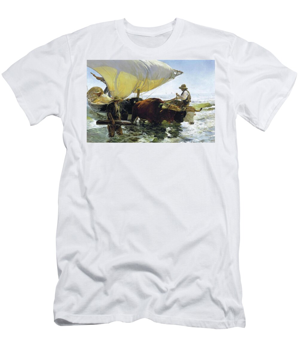 Return From Fishing Of 1905 T-Shirt featuring the painting The Return from Fishing of 1905 by Juaquin Sorolla