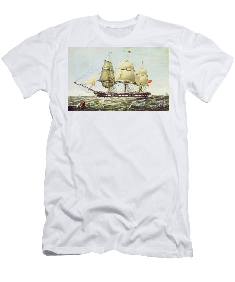 Ship T-Shirt featuring the painting The Ship The Windsor Castle, 1250 Tons by English School
