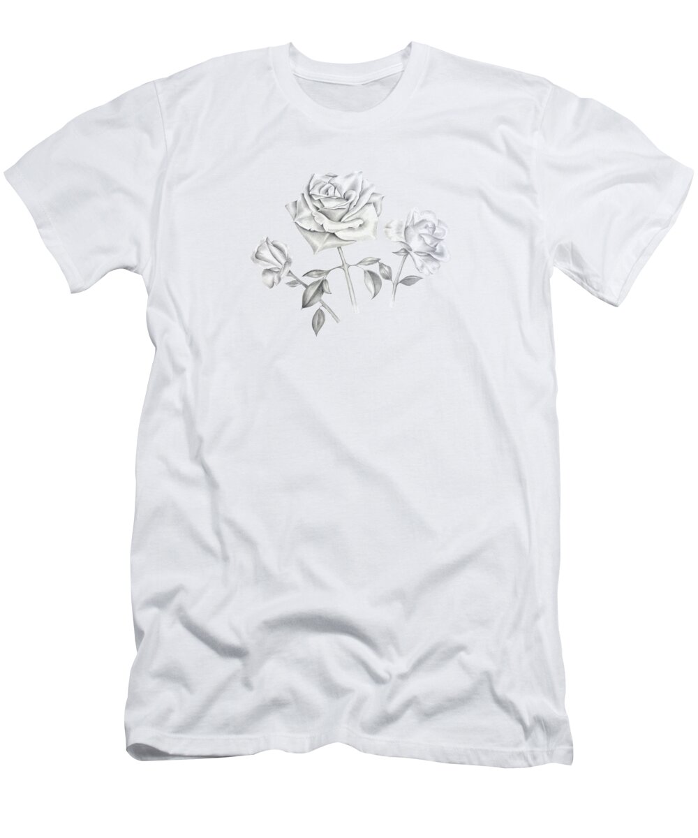 Drawing T-Shirt featuring the drawing Three Roses by Elizabeth Lock