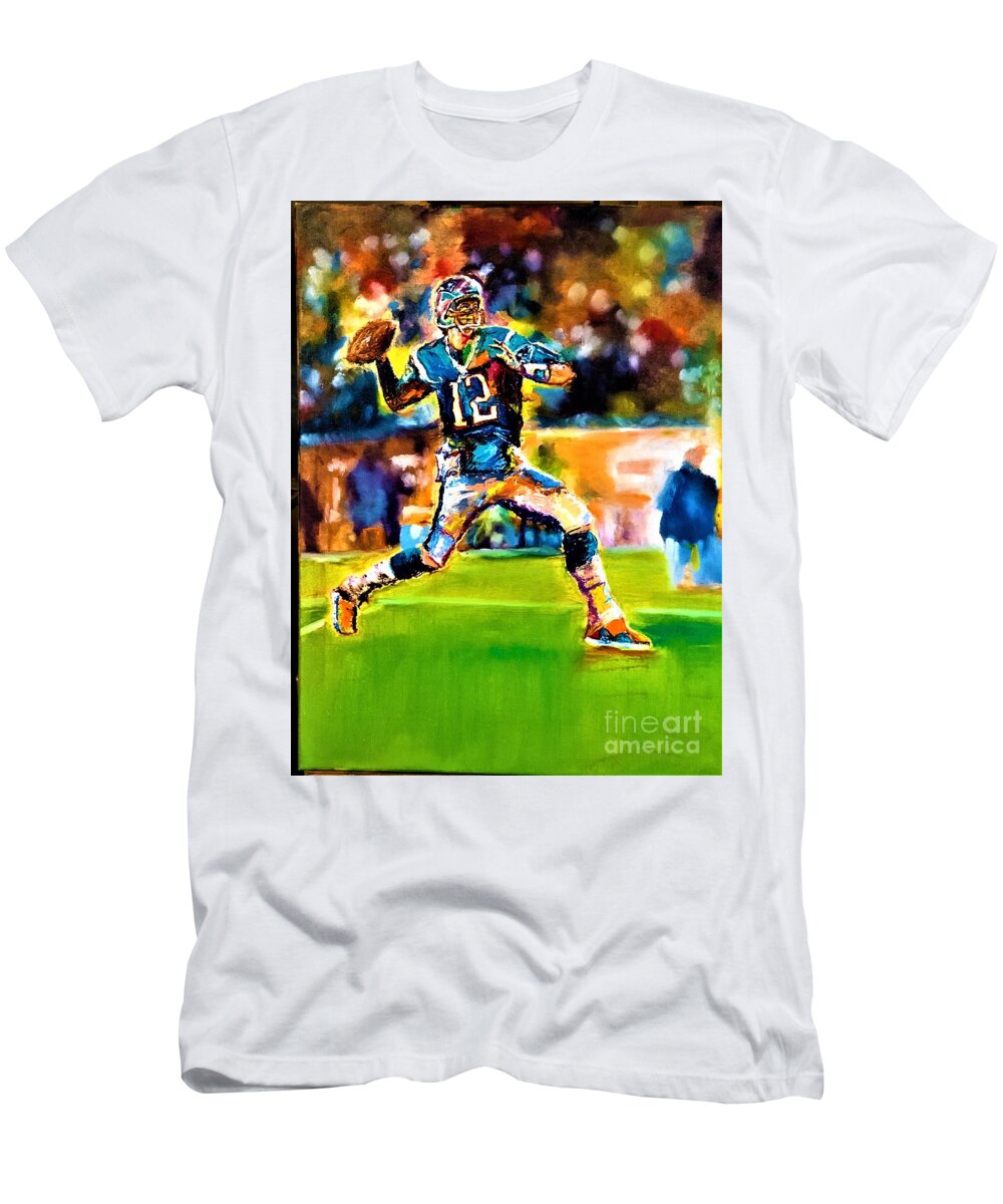 Tom Brady T-Shirt featuring the painting Tom Brady by Leland Castro