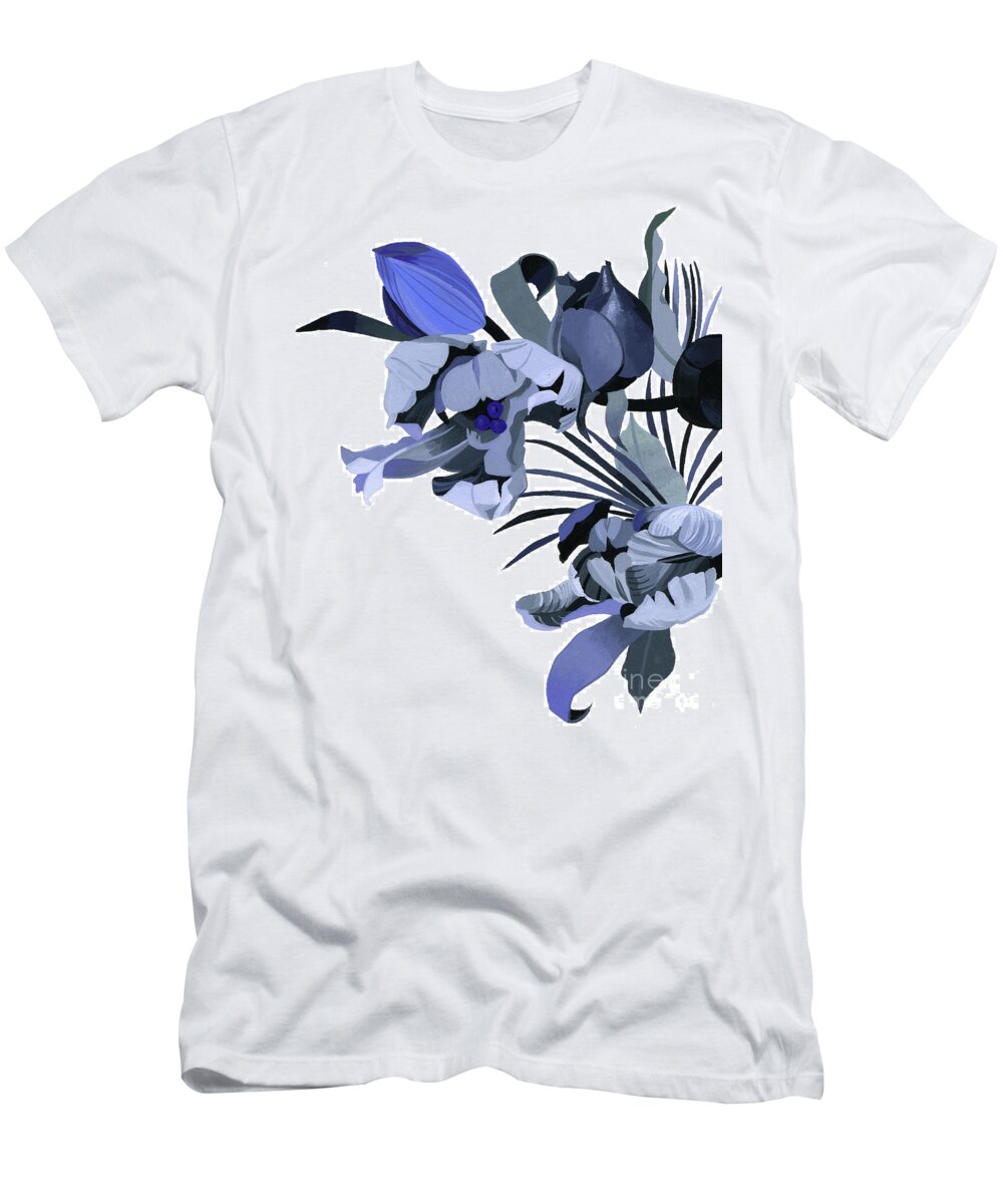 Tulip Drawn In Gray Tone T-Shirt featuring the painting Tulip Drawn In Gray Tone by Hiroyuki Izutsu