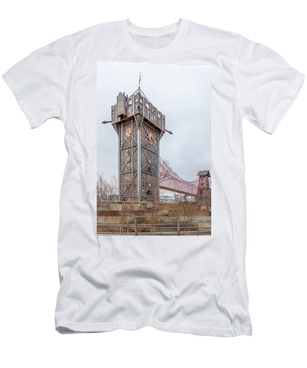Gathering Place T-Shirt featuring the photograph Tulsas Gathering Place Playground Castle by Bert Peake