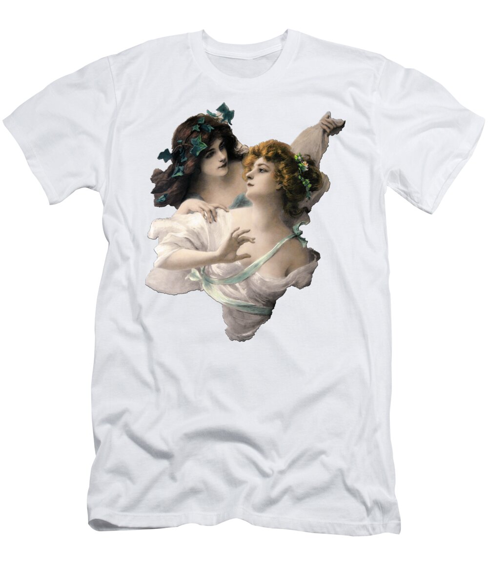 Two Virgins T-Shirt featuring the painting Two Virgins by Edouard Bisson by Rolando Burbon