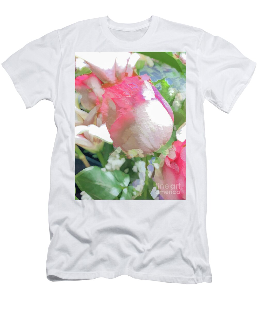 Abstract T-Shirt featuring the photograph Vertical Pink Rose Abstract by Phillip Rubino