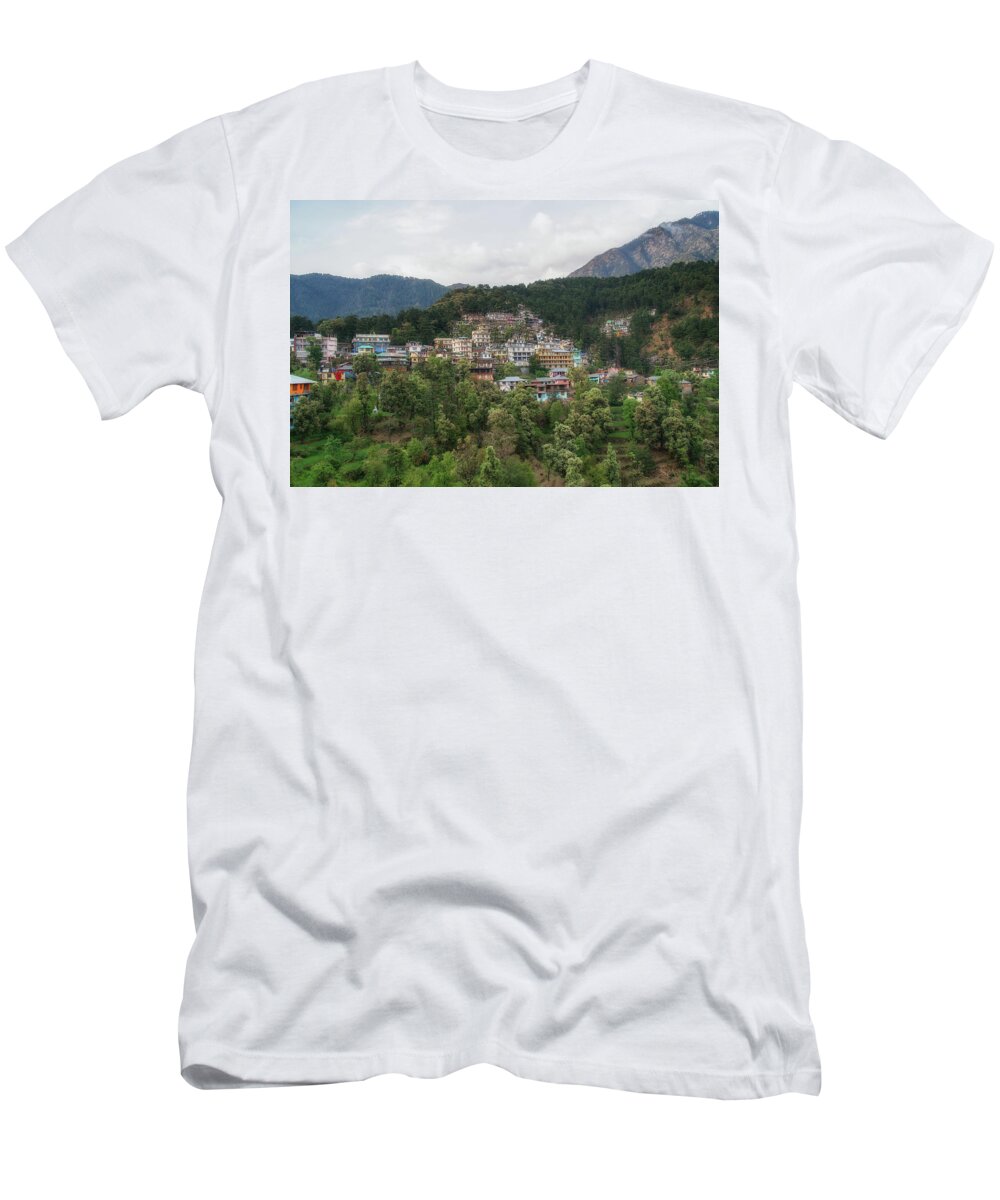 India T-Shirt featuring the digital art View of McLeod Ganj by Carol Ailles