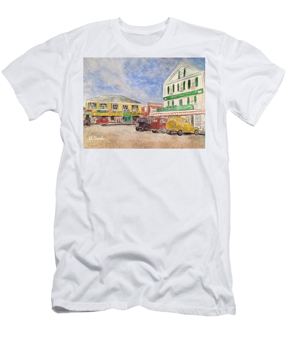 York T-Shirt featuring the painting Vintage York Beach by Anne Sands
