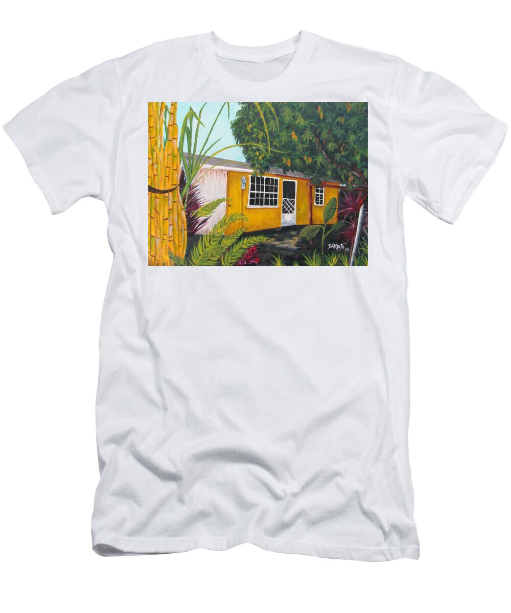 Old Wooden Home T-Shirt featuring the painting Vivir La Vida by Gloria E Barreto-Rodriguez