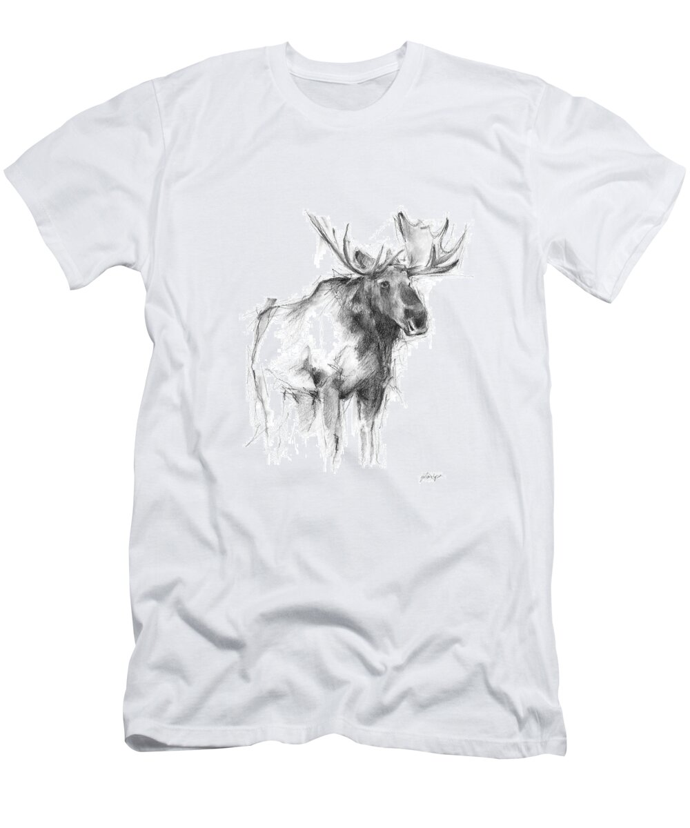 Western+moose T-Shirt featuring the painting Western Animal Sketch Iv by Ethan Harper
