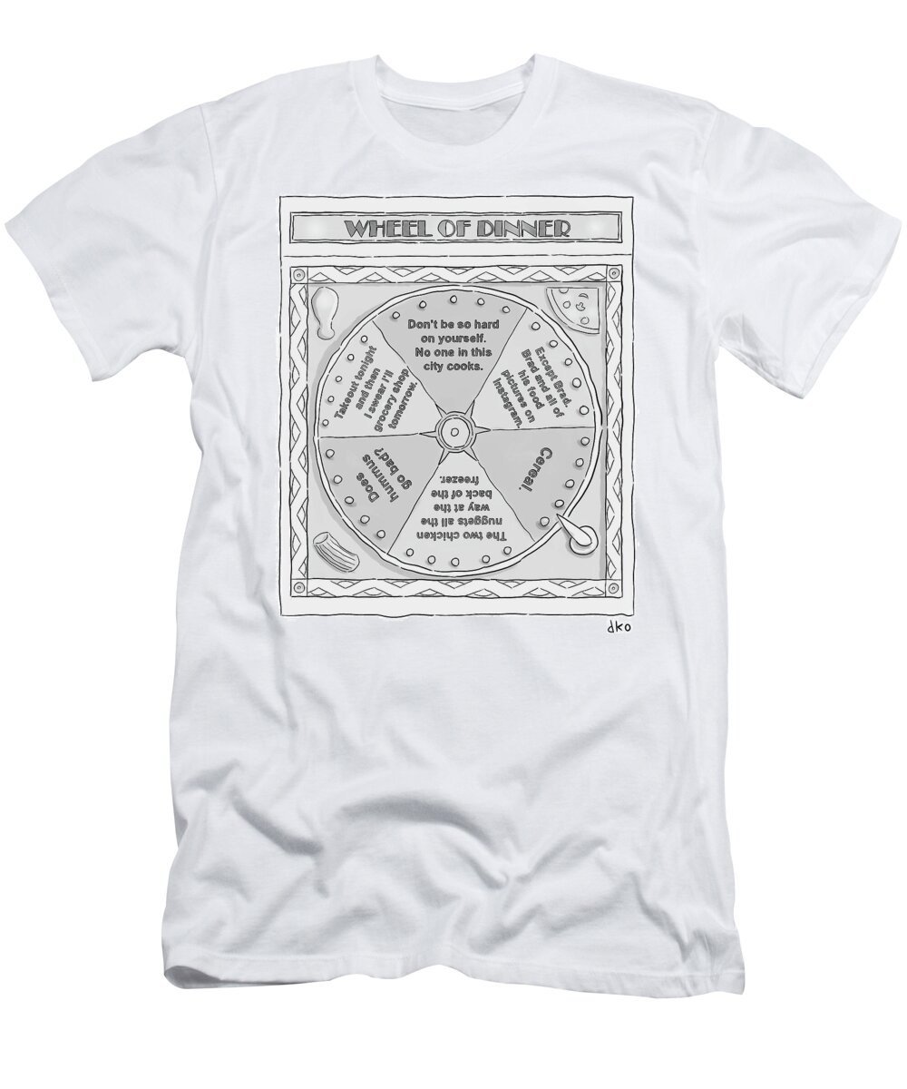 Wheel Of Dinner T-Shirt featuring the drawing Wheel of Dinner by David Ostow