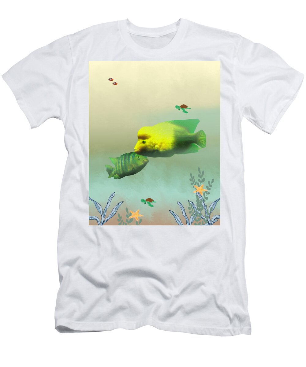 Fish T-Shirt featuring the mixed media Whimsical Fish by Rosalie Scanlon