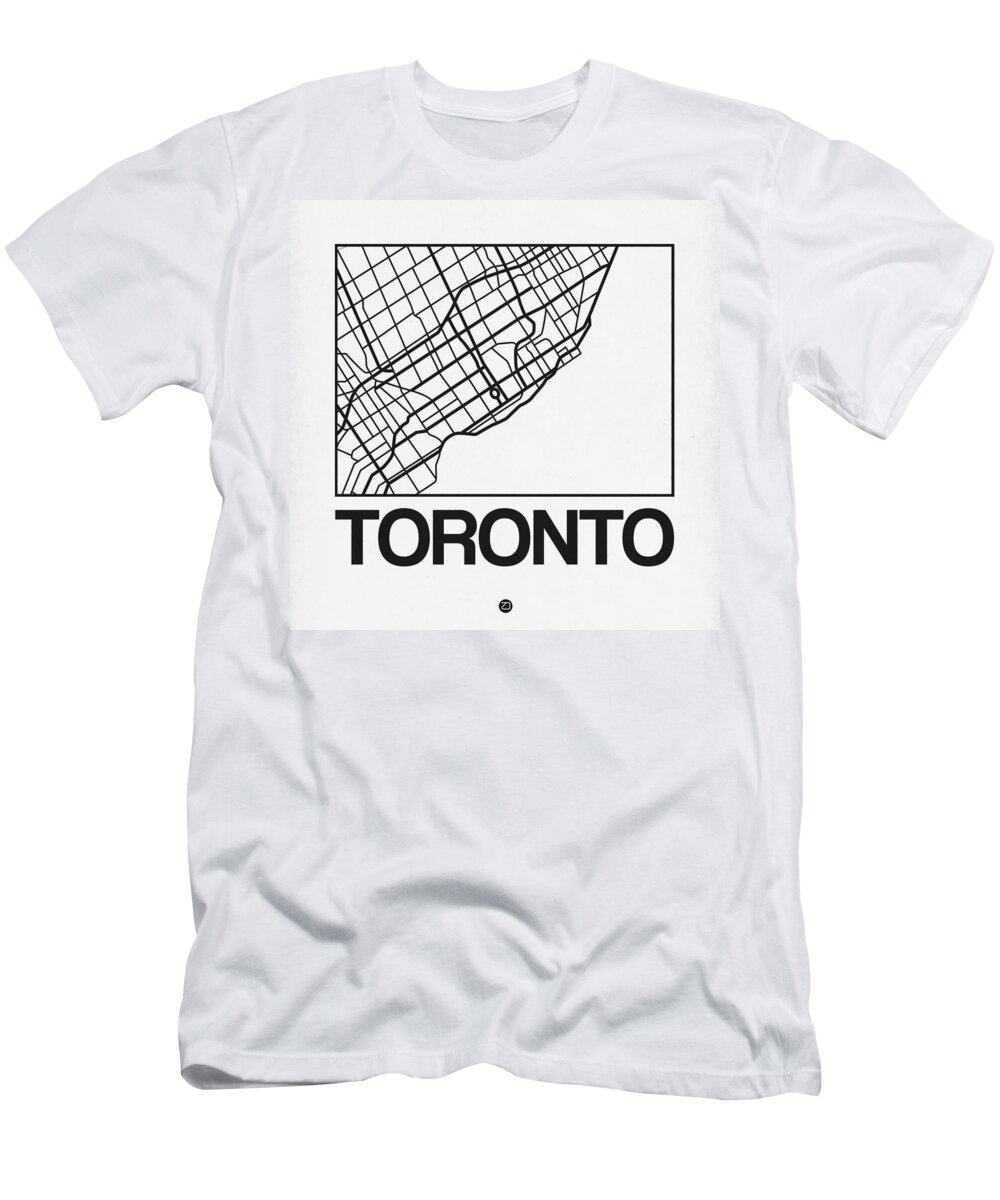 Toronto T-Shirt featuring the digital art White Map of Toronto by Naxart Studio