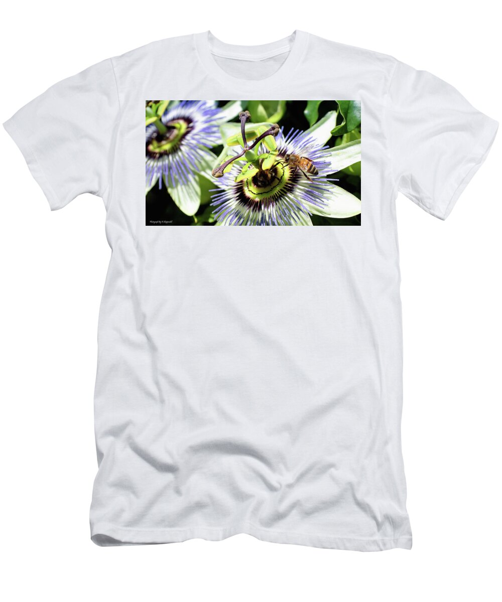 Wild Passion Flower T-Shirt featuring the digital art Wild passion flower 001 by Kevin Chippindall