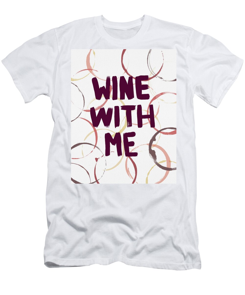 Wine Rings T-Shirt featuring the painting Wine With Me by Jen Montgomery