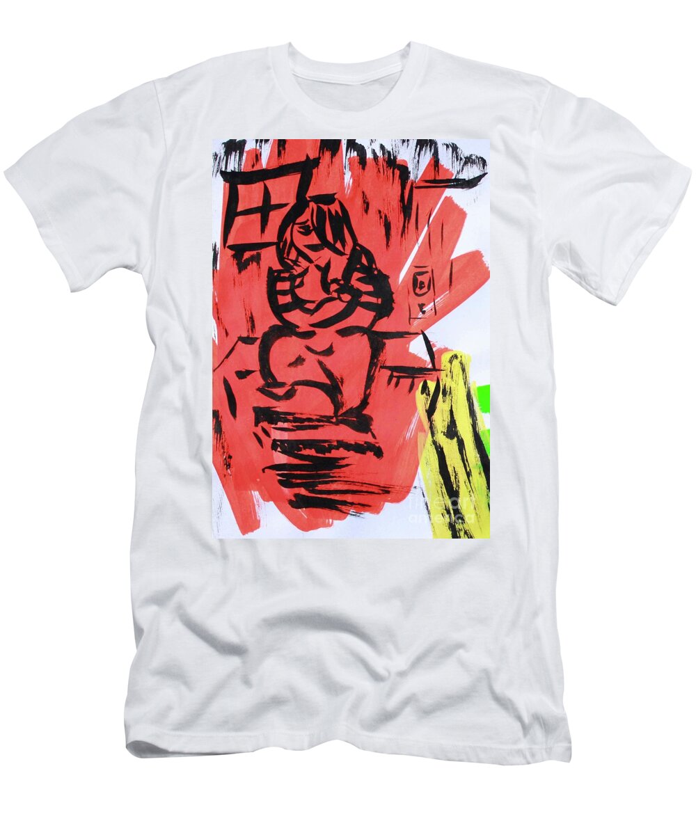 Acrylic And Ink Sketch T-Shirt featuring the drawing Woman In Red by Odalo Wasikhongo