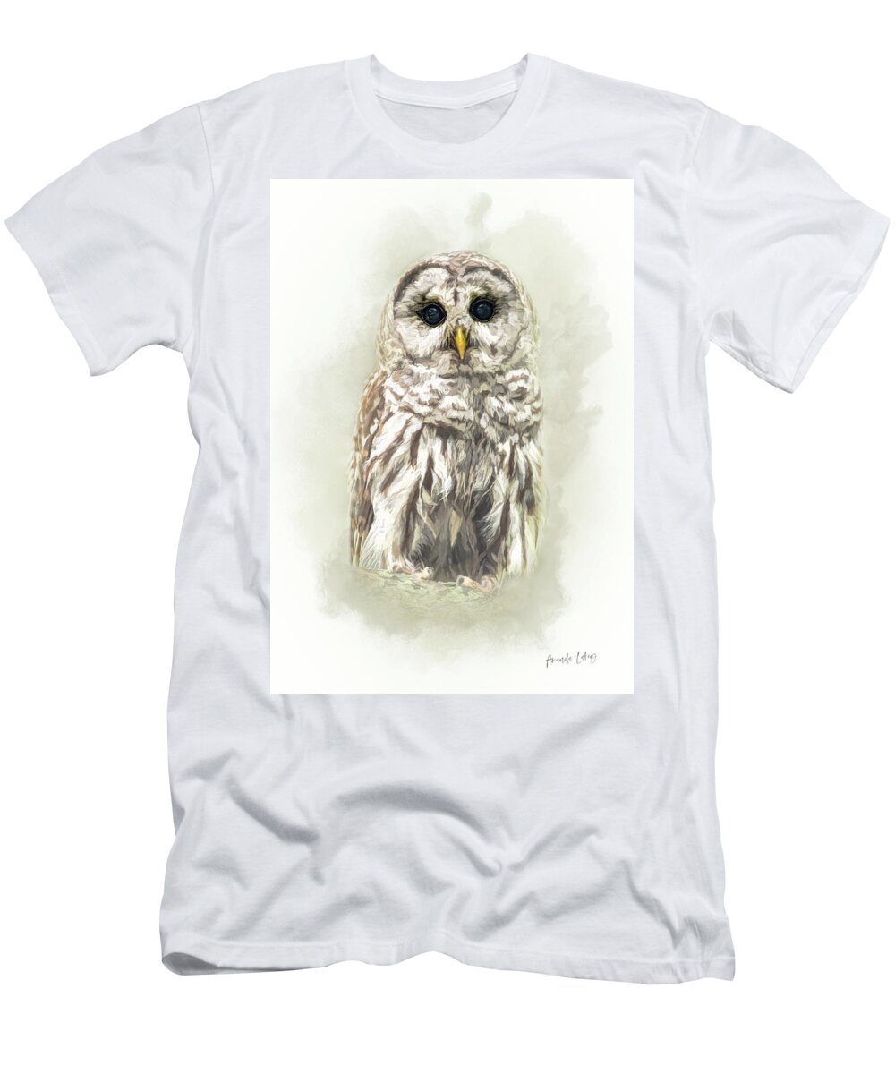 Art T-Shirt featuring the mixed media Woodland Owl by Amanda Jane