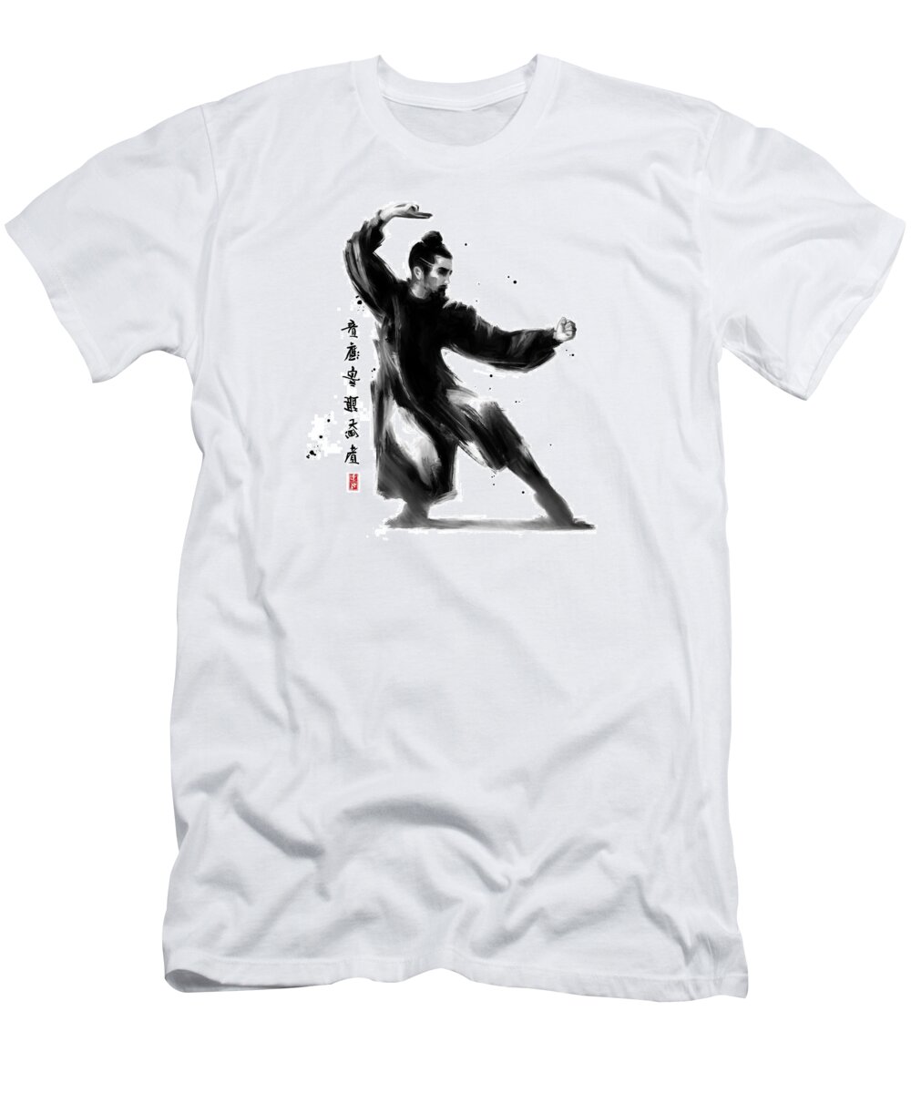 Kung Fu T-Shirt featuring the painting Wudang Fist by Ilyo Tao