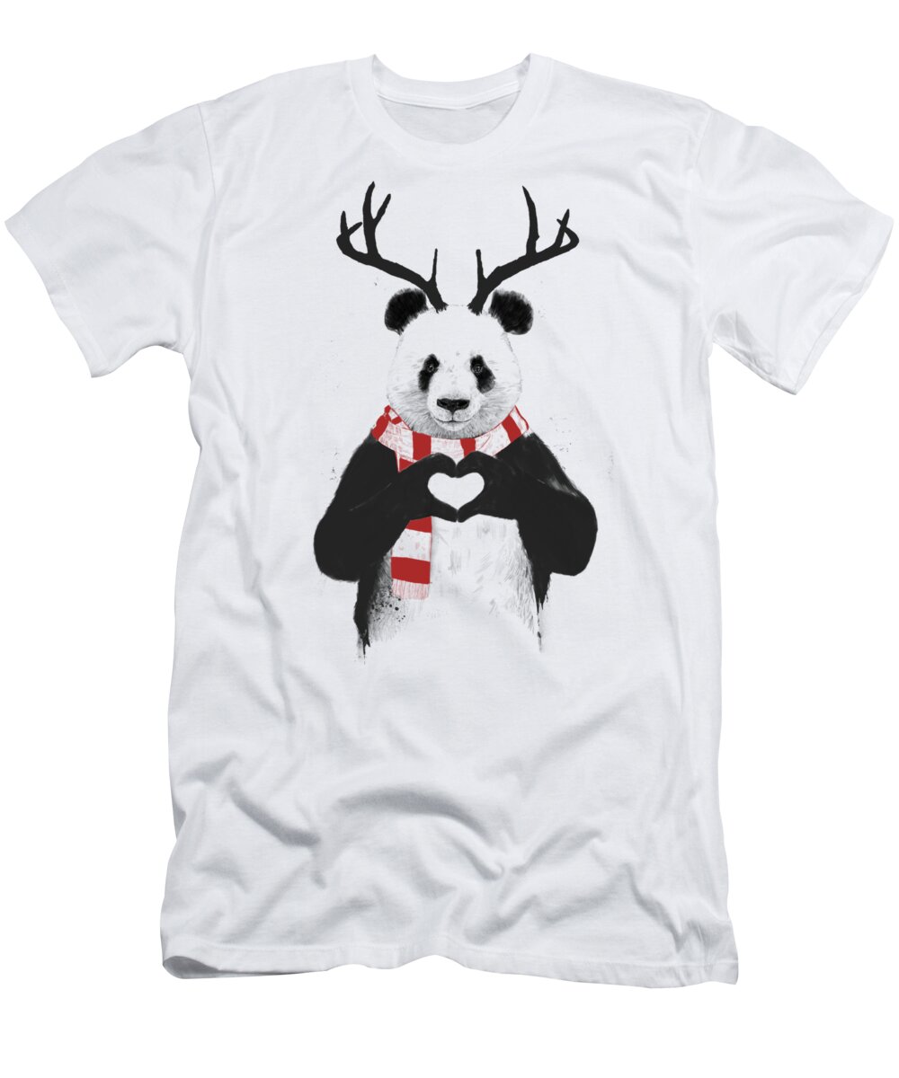 #faaAdWordsBest T-Shirt featuring the drawing Xmas panda by Balazs Solti