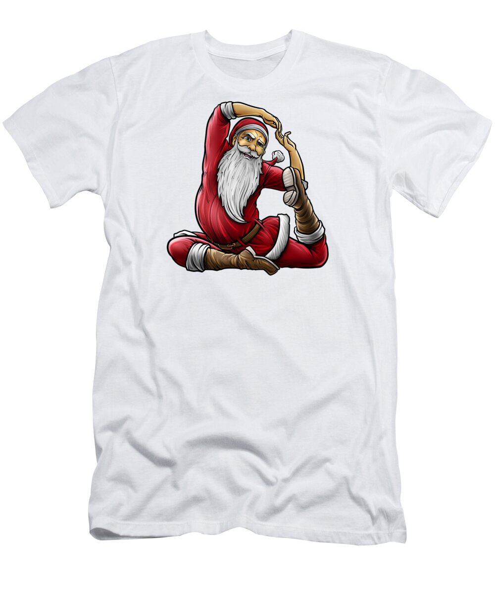 Yoga T-Shirt featuring the digital art Yogi Santa Claus Namaste Yoga Christmas Mantra by Mister Tee