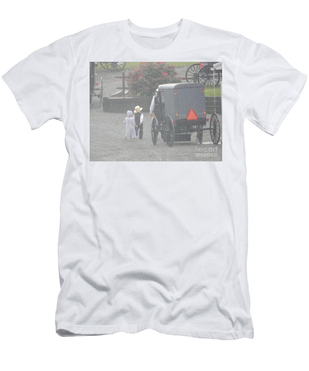 Amish T-Shirt featuring the photograph Young Friends by Christine Clark