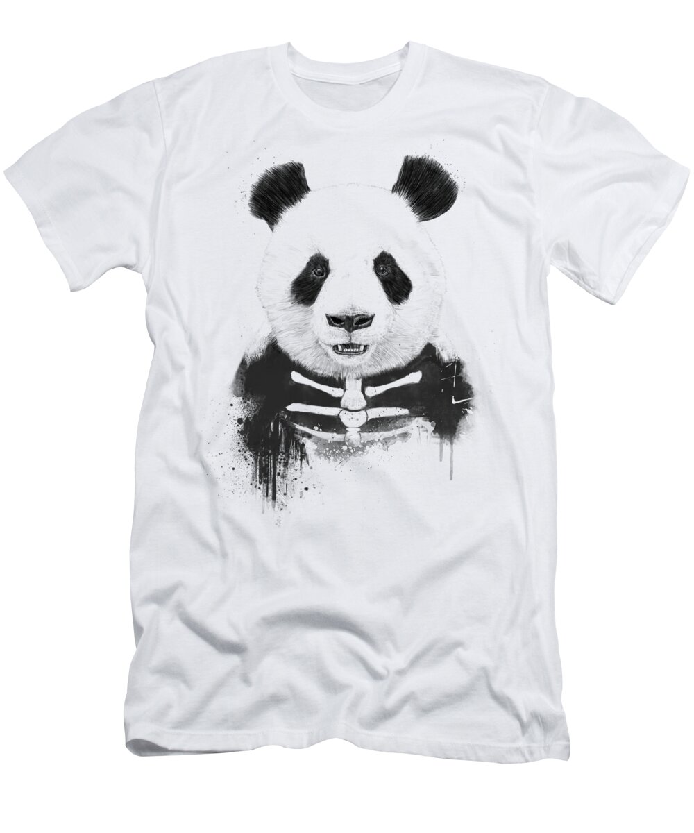 Panda T-Shirt featuring the mixed media Zombie panda by Balazs Solti