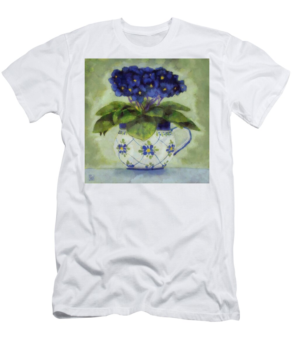 Still Life T-Shirt featuring the painting African Violet #4 by Debbie Brown