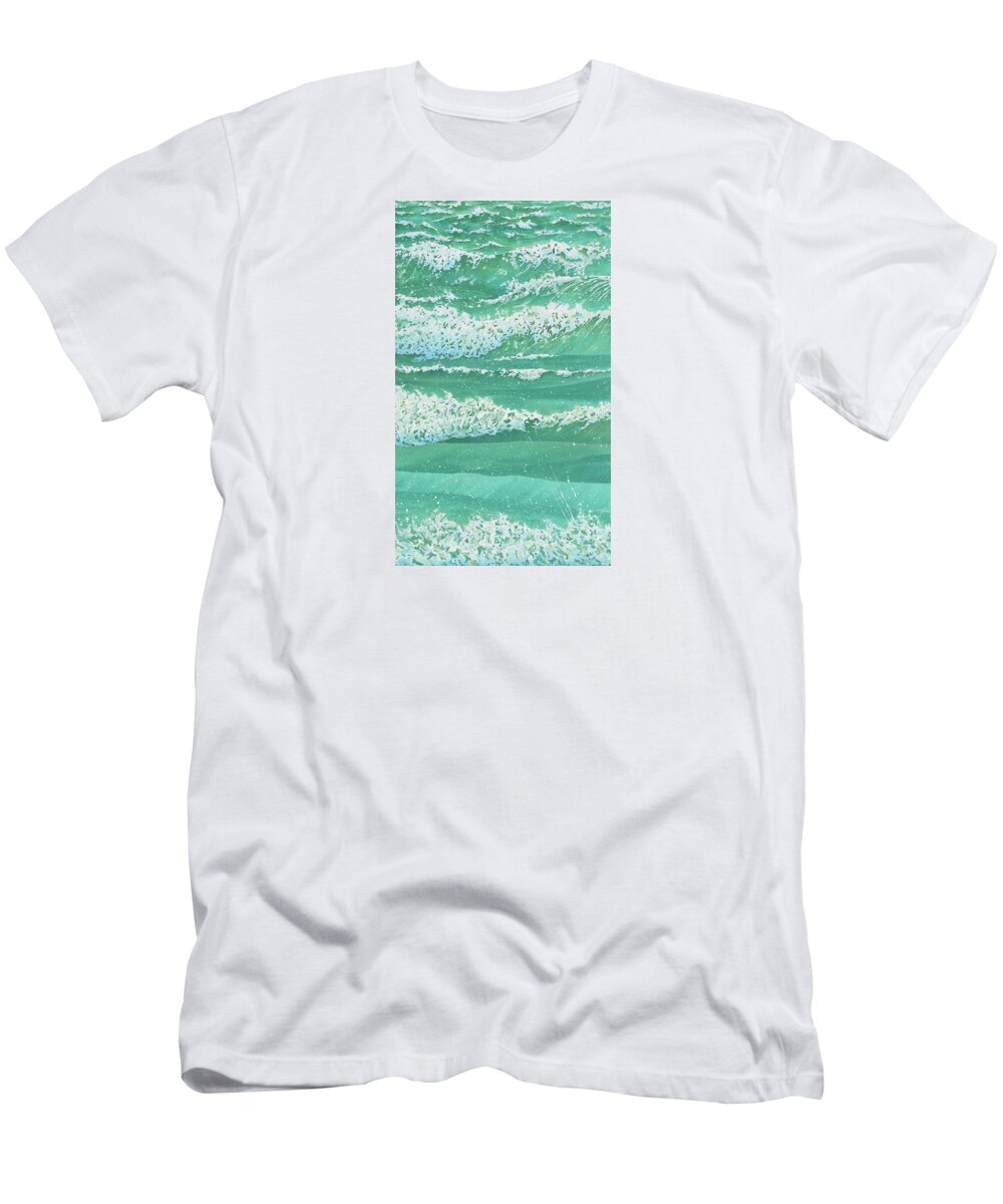 Waves T-Shirt featuring the painting After the Storm by Pamela Kirkham