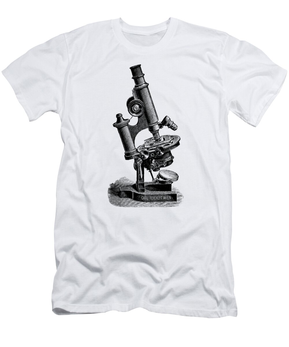 Microscope T-Shirt featuring the digital art Antique Microscope #1 by Madame Memento