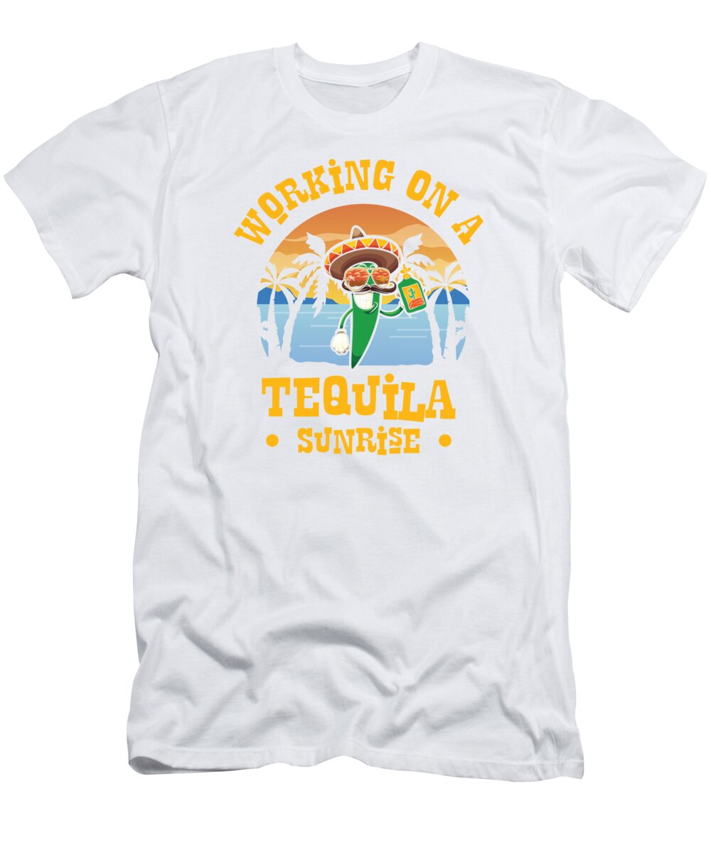 Bartender T-Shirt featuring the digital art Bartender Mixing Tequila Sunrise Drinking #1 by Toms Tee Store