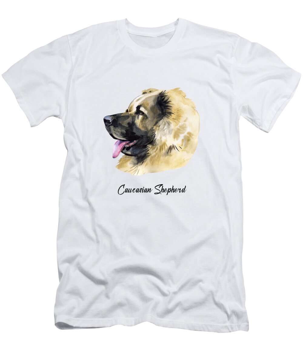 Dog T-Shirt featuring the digital art Caucasian Shepherd Dog Breeds #1 by Sambel Pedes
