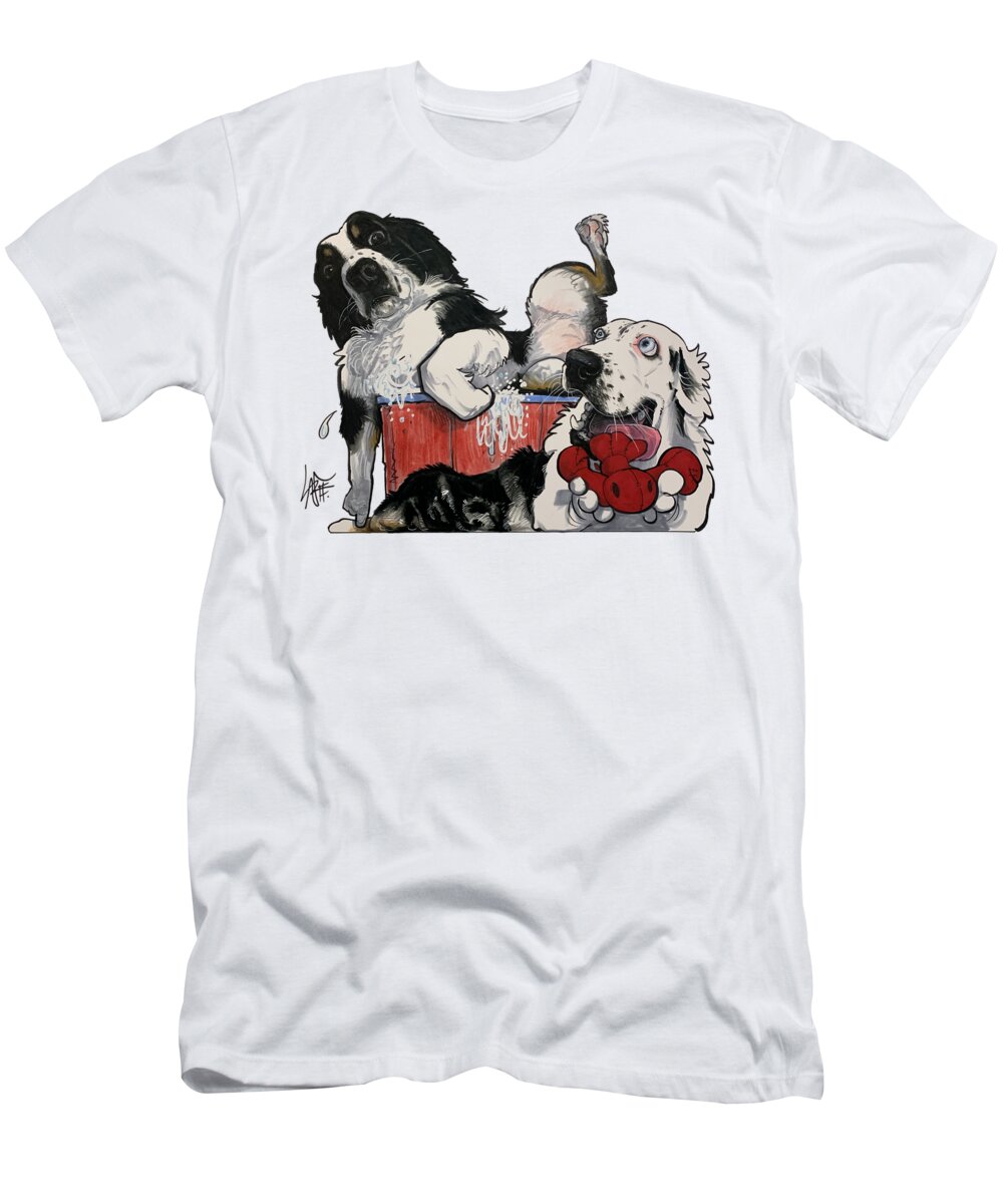 Dunham T-Shirt featuring the drawing Dunham by Canine Caricatures By John LaFree