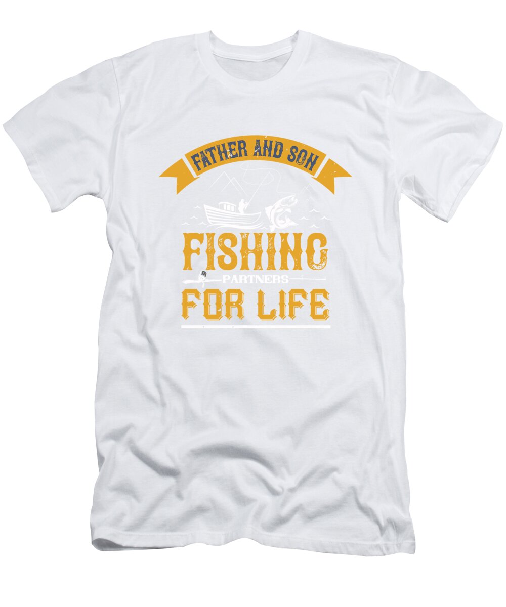 Funny Fishing T-Shirt featuring the digital art Father and son fishing partners for life #1 by Jacob Zelazny
