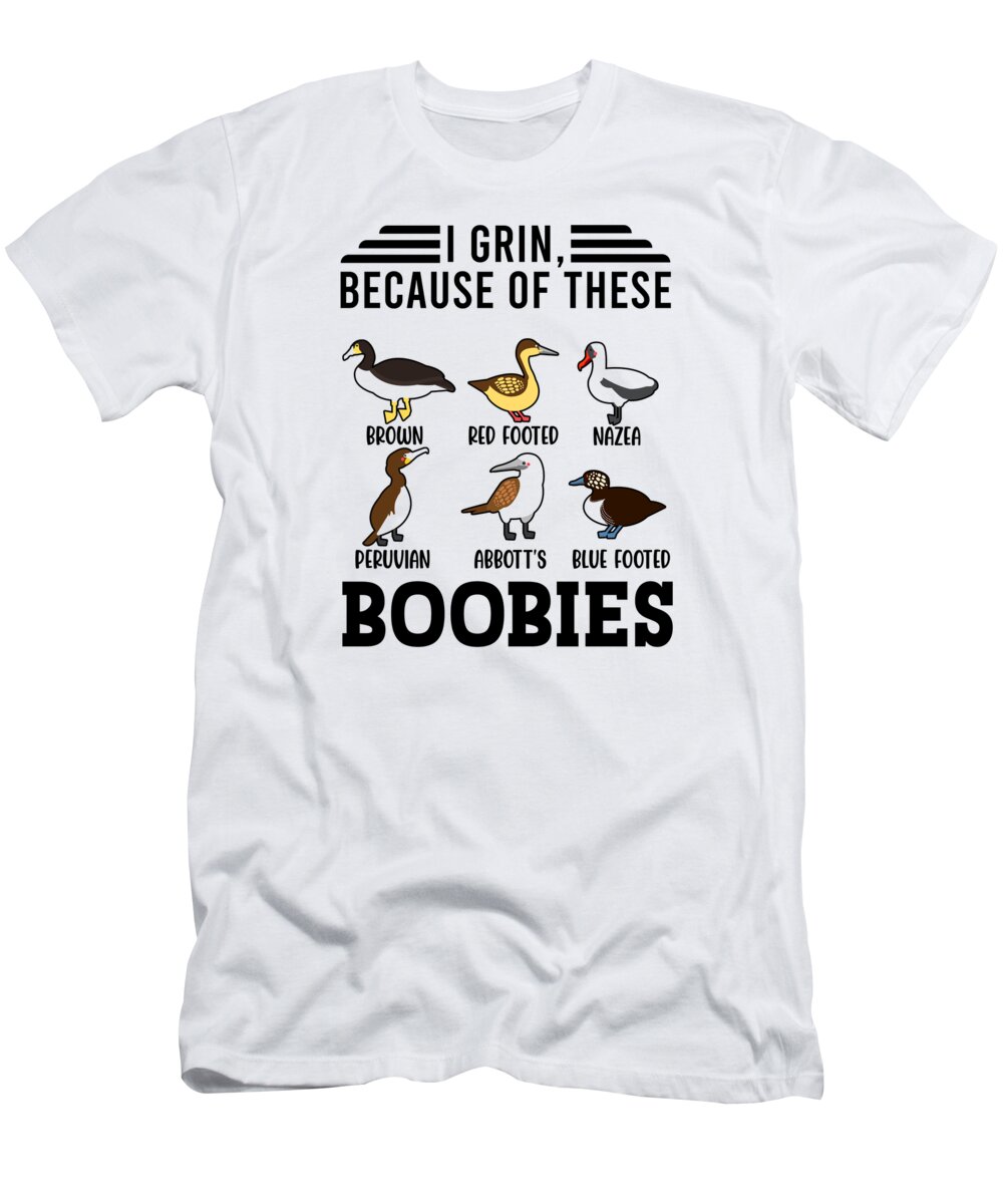 Booby Bird T-Shirt featuring the digital art Funny Booby Seabirds Collection #1 by Toms Tee Store