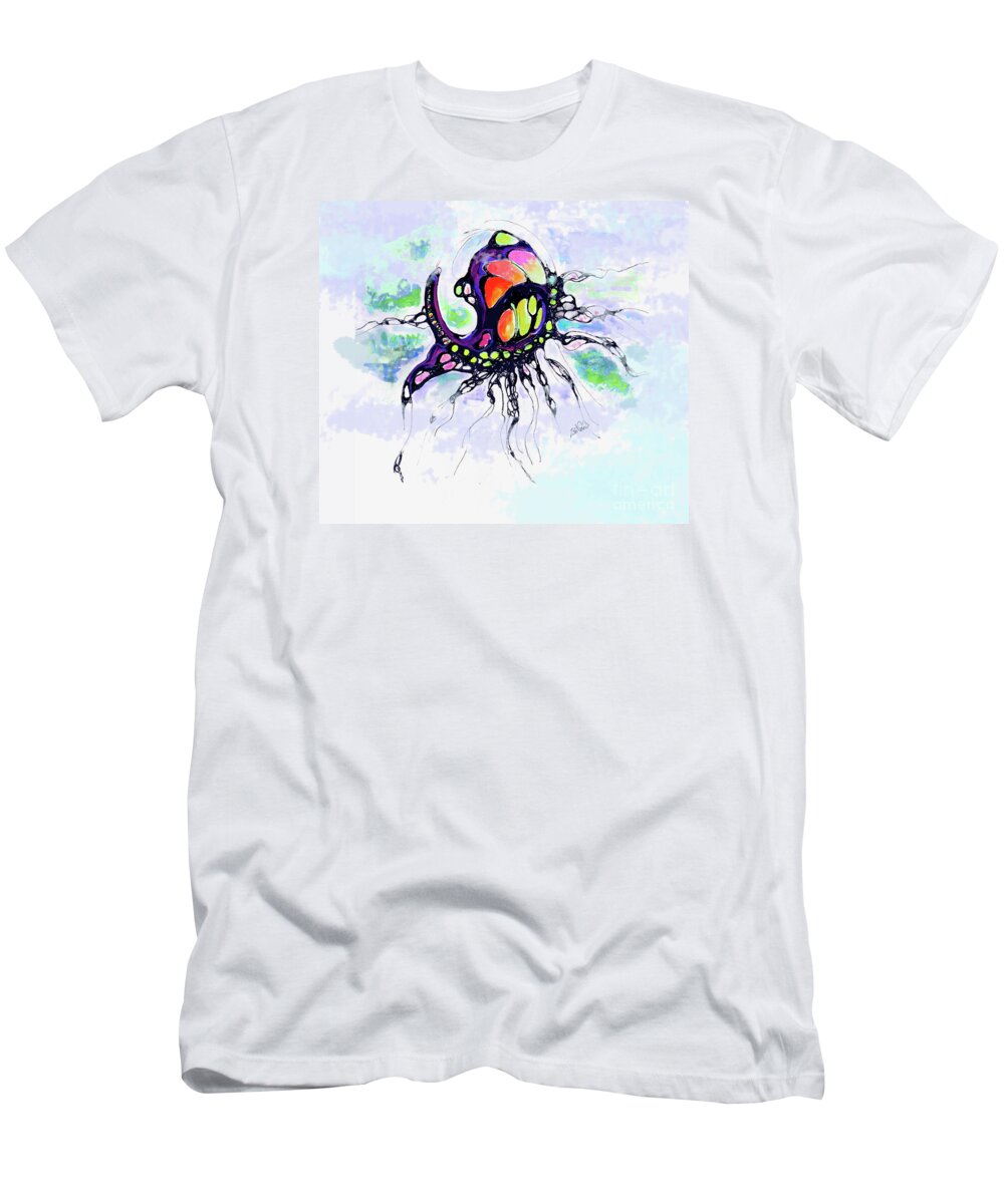 Neurographic T-Shirt featuring the painting Gone Fishing #1 by Zsanan Studio