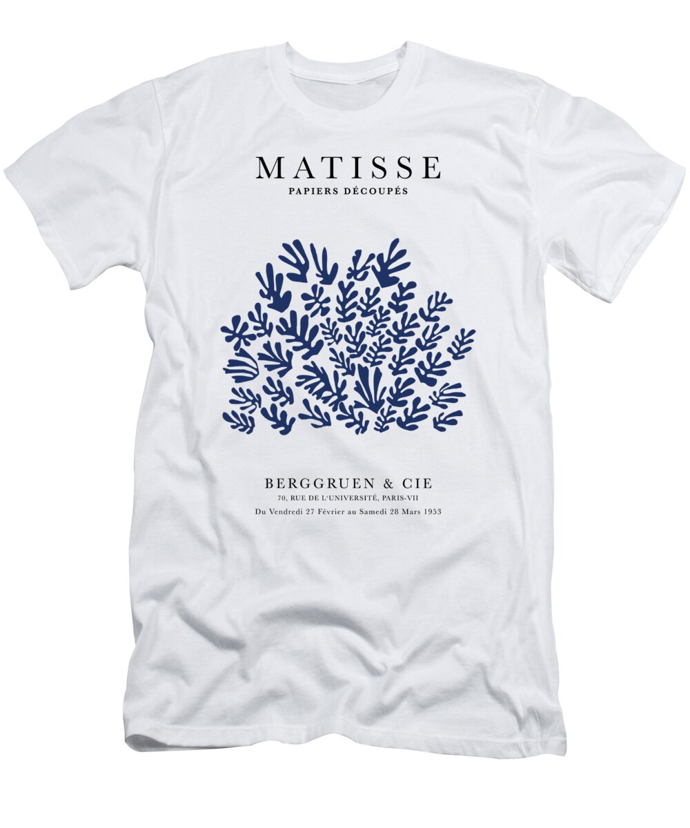 Henri Matisse T-Shirt featuring the digital art Henri Matisse Papiers Decoupes Black Art Exhibition the sheaf #1 by Re- Make-