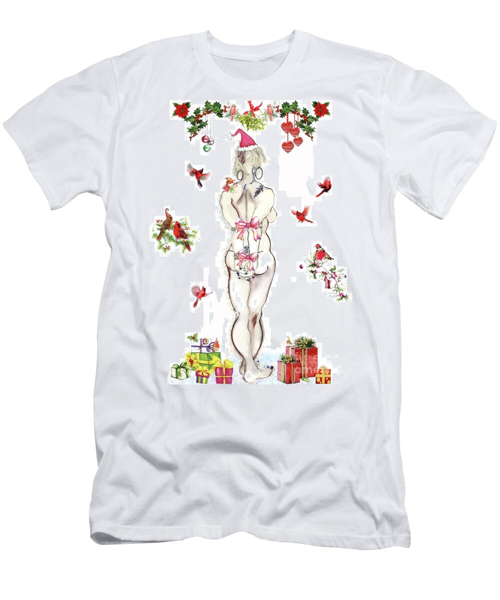 Christmas Cards T-Shirt featuring the mixed media Holiday Princess by Carolyn Weltman