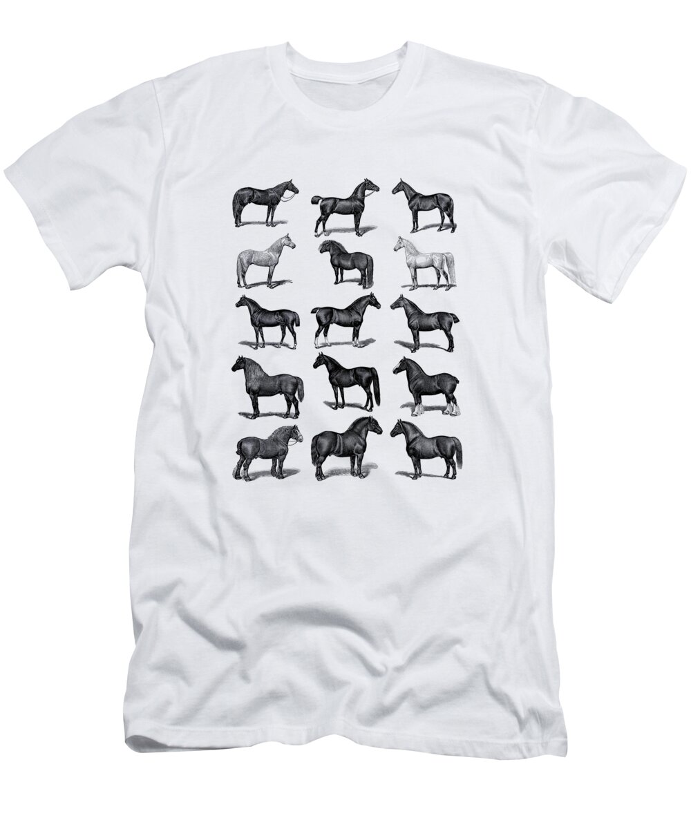 Horse T-Shirt featuring the digital art Horse Breeds #2 by Madame Memento