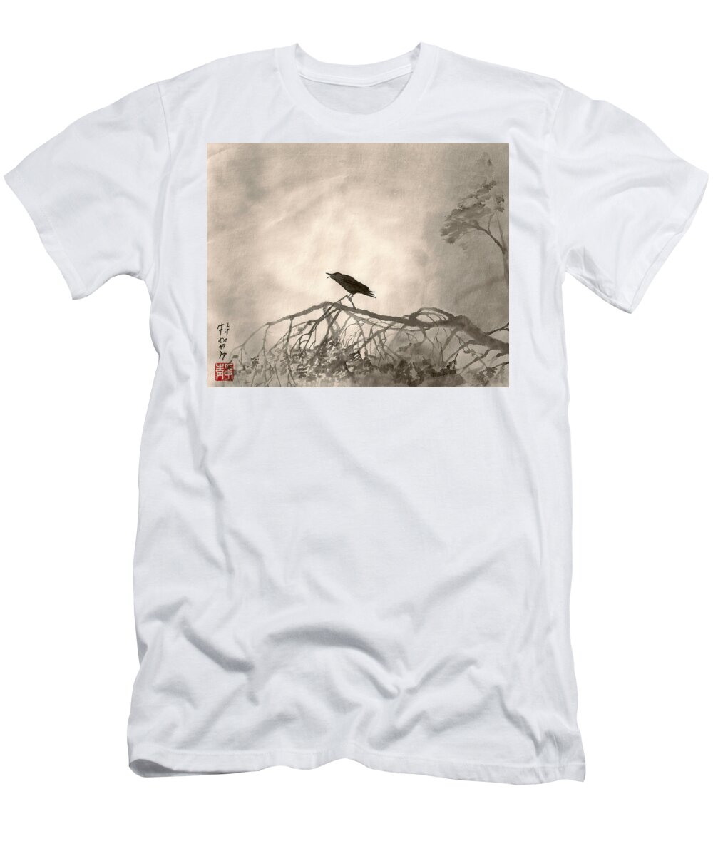 Crow T-Shirt featuring the painting Lonely Cry One #2 by Terri Harris
