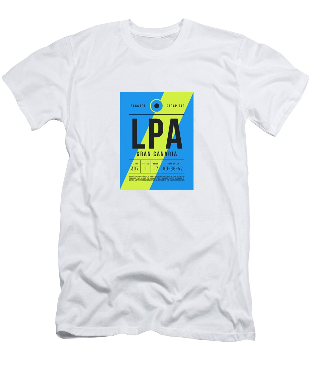 Airline T-Shirt featuring the digital art Luggage Tag A - LPA Gran Canaria Canary Islands Spain #1 by Organic Synthesis