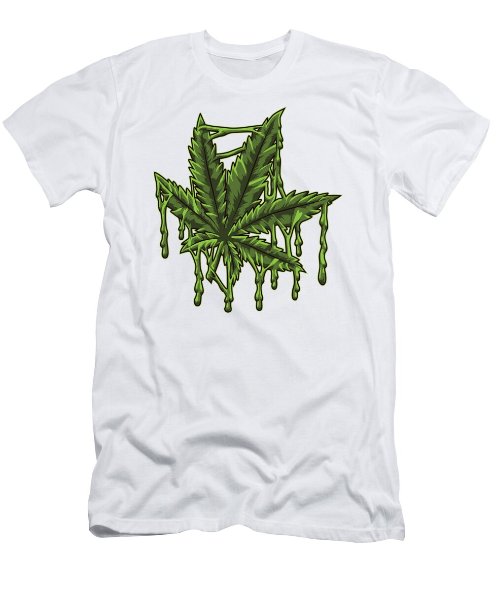Melting Cannabis Leaf Weed THC CBD T-Shirt by Mister Tee - Pixels