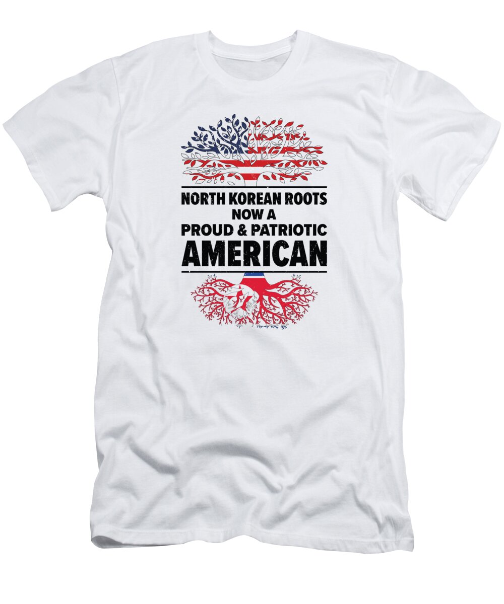 North Korean T-Shirt featuring the digital art North Korean American Patriot USA Grown North Korea US Flag #1 by Toms Tee Store
