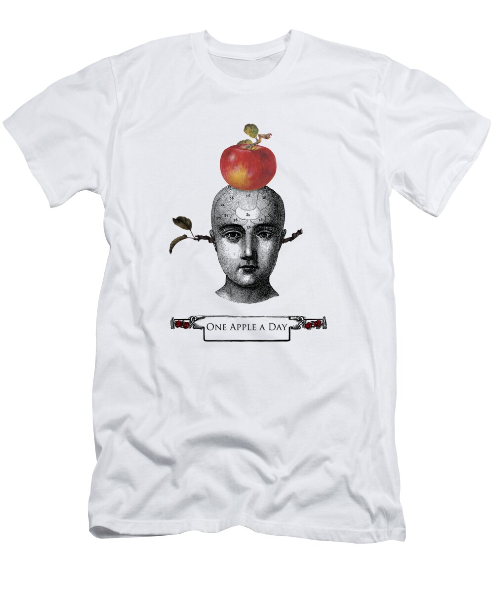 One Apple A Day T-Shirt featuring the digital art One Apple A Day #1 by Madame Memento