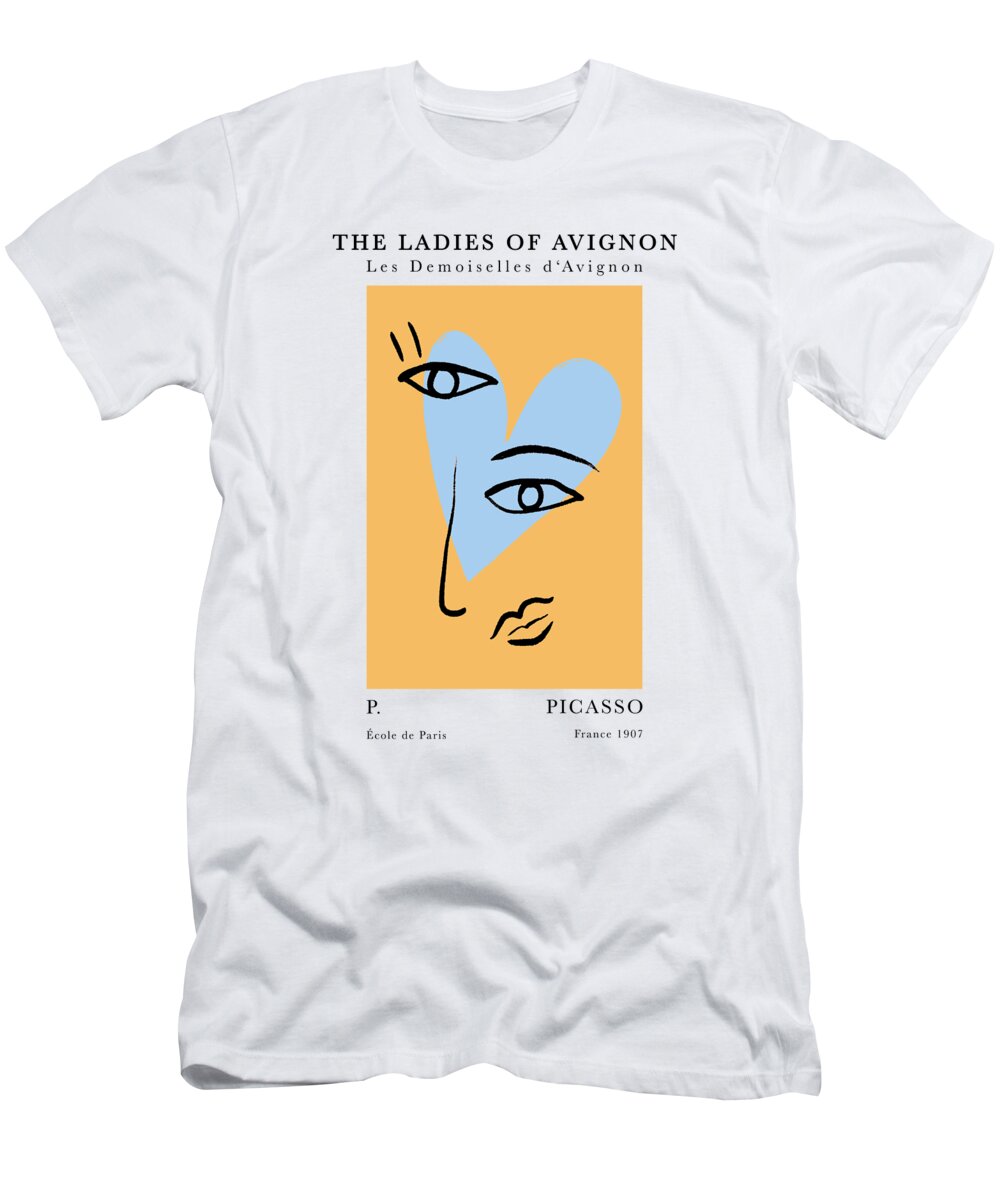 Pablo Picasso T-Shirt featuring the digital art Picasso inspired Ladies of Avignon, Exhibition Wall Art Print #2 by Re- Make-