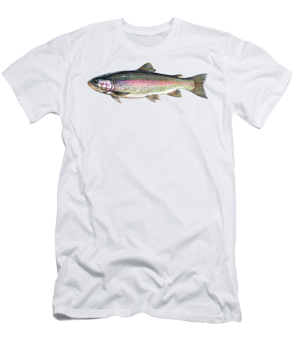 Rainbow Trout T-Shirt featuring the drawing Rainbow Trout #1 by Salmoneggs