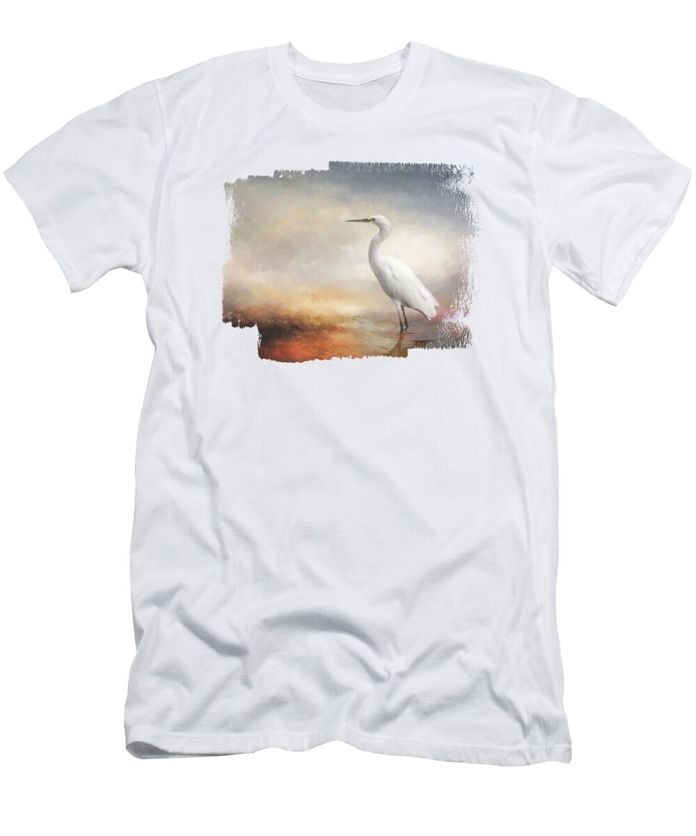 Egret T-Shirt featuring the mixed media Stunning Egret #1 by Elisabeth Lucas