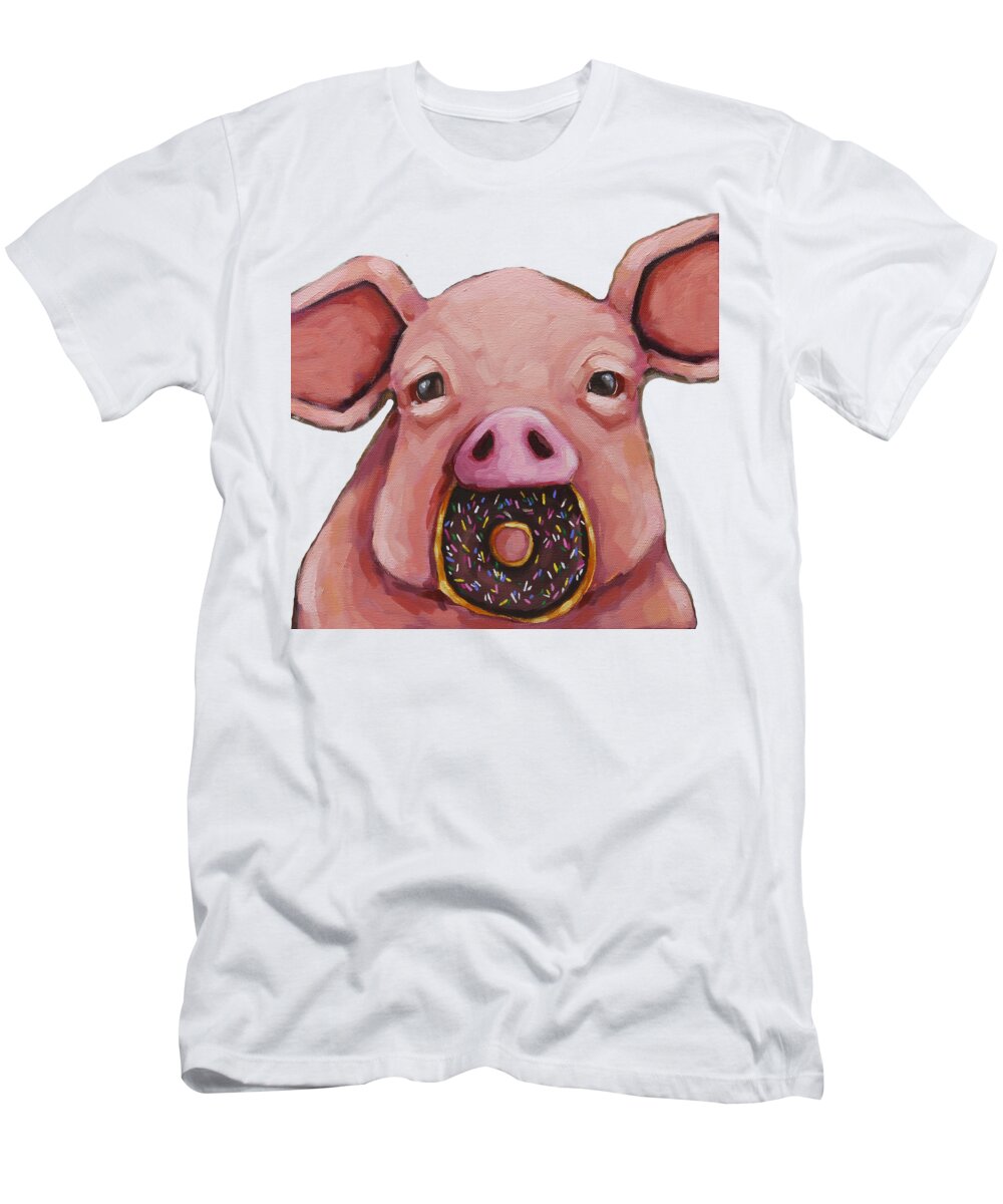 Pig T-Shirt featuring the painting This Little Piggie #2 by Lucia Stewart