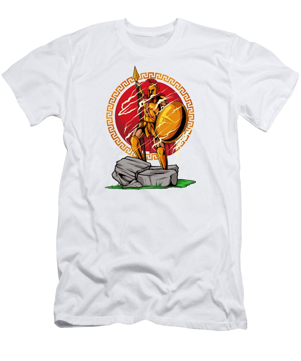 Fitness T-Shirt featuring the digital art Victorious Spartan Warrior Heroic Pose #1 by Mister Tee