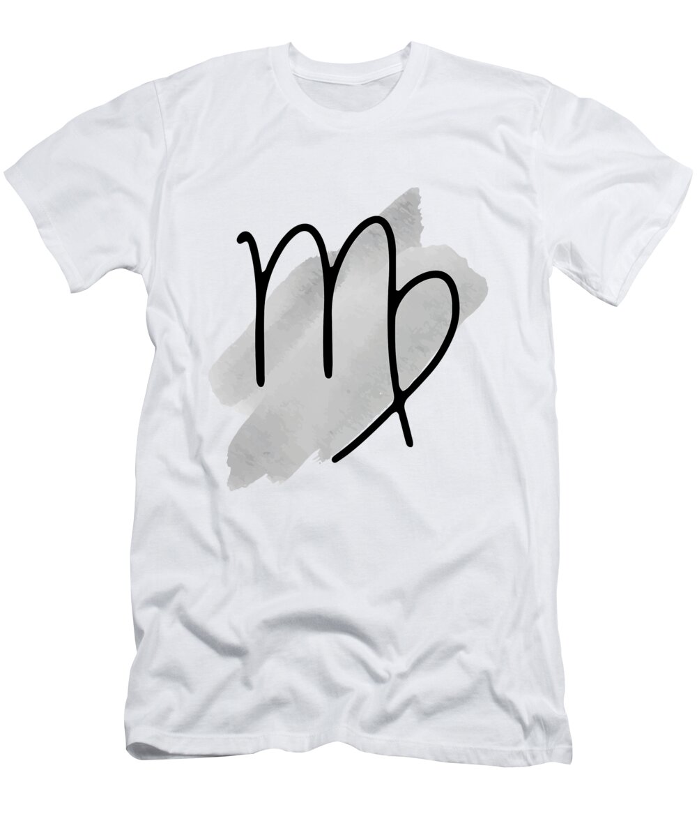 Gemini T-Shirt featuring the drawing VIRGO August 23 - September 21, The Virgin, Symbols Horoscope And Astrology Line Signs, Zodiac Sign #1 by Mounir Khalfouf