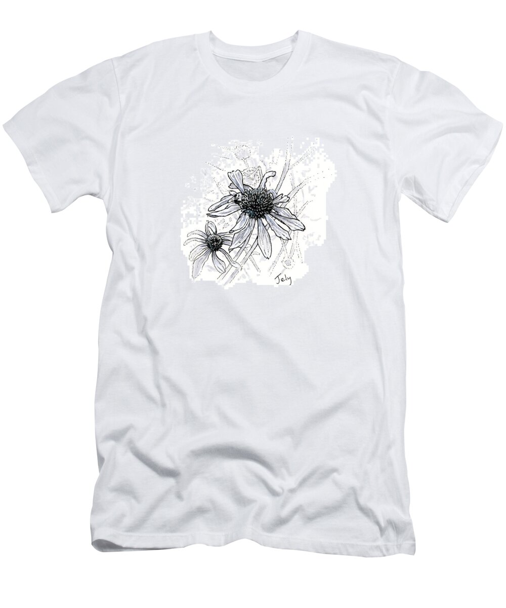 Wild Flower T-Shirt featuring the drawing Wild Flower #1 by John Ely